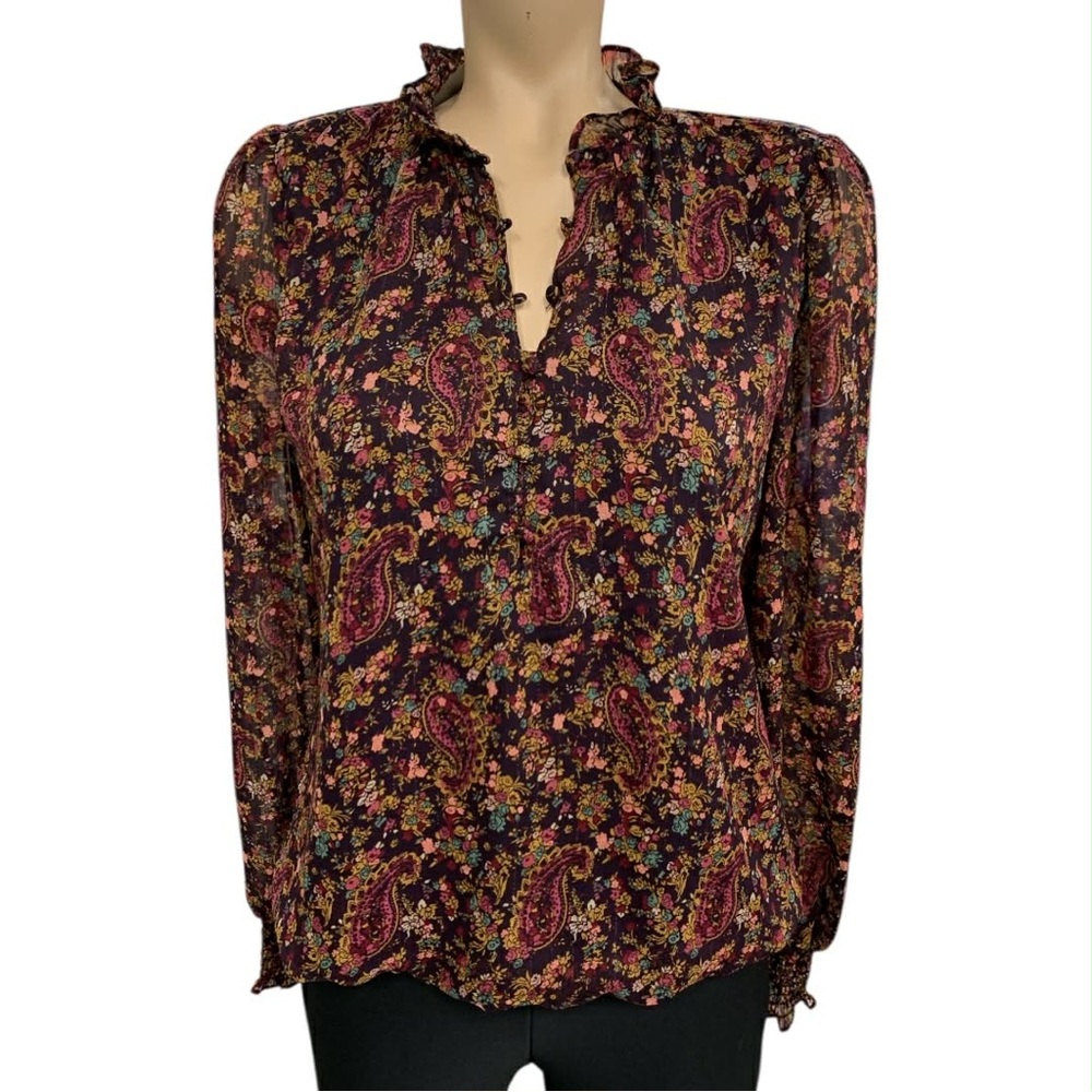 Outres Filles Chic Paisley Print Blouse in Rich Hues Size S